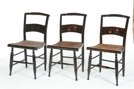 Appraisal: SET OF SIX DECORATED CHAIRS American - mixed woods Gold