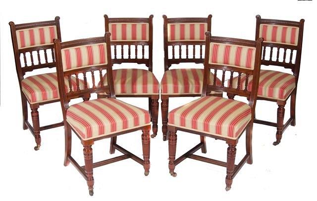 Appraisal: A SET OF SIX LATE VICTORIAN MAHOGANY AND UPHOLSTERED DINING