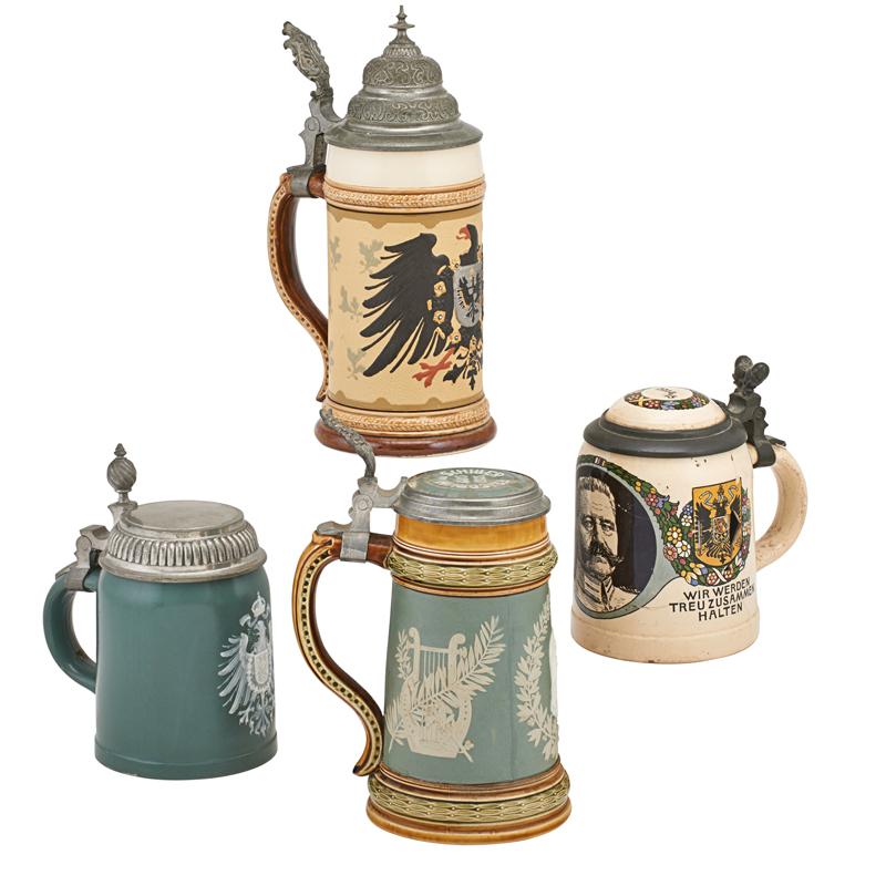 Appraisal: METTLACH STONEWARE STEINS Four Numbers half liter half liter half