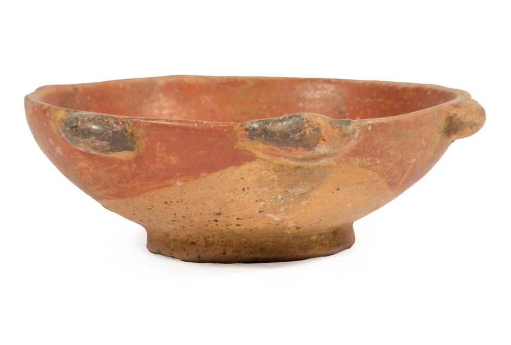 Appraisal: Pre-Columbian Terracotta Bowl painted with red geometric designs dia in