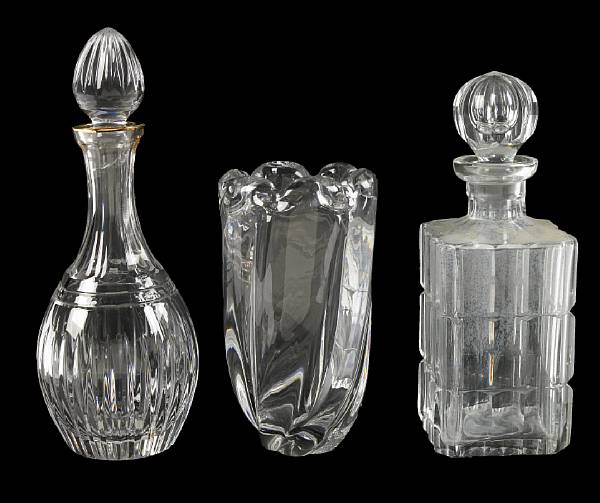 Appraisal: A group of assorted table glass comprising Waterford decanter and