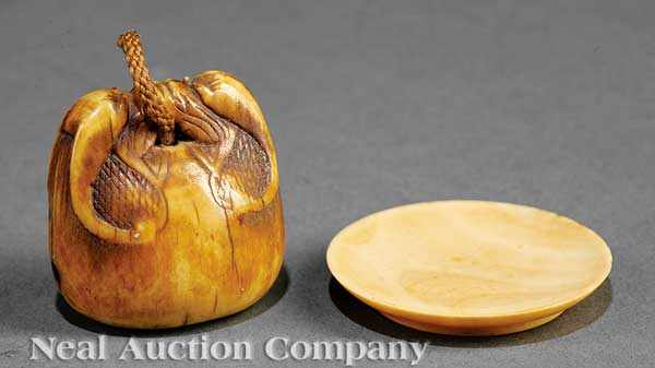 Appraisal: A Japanese Ivory Netsuke and Associated Chinese Ivory Stand th