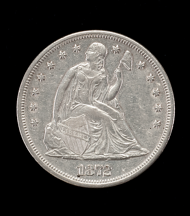 Appraisal: U S SEATED LIBERTY SILVER DOLLAR With motto EF-