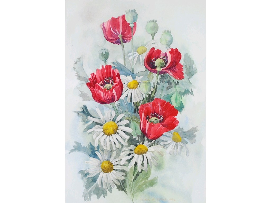 Appraisal: VICTORIA E STREET Harrogate WATERCOLOUR DRAWING 'Poppies and Marquerites' signed