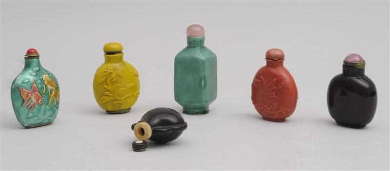 Appraisal: SIX CHINESE SCENT BOTTLES Comprising one yellow and one salmon