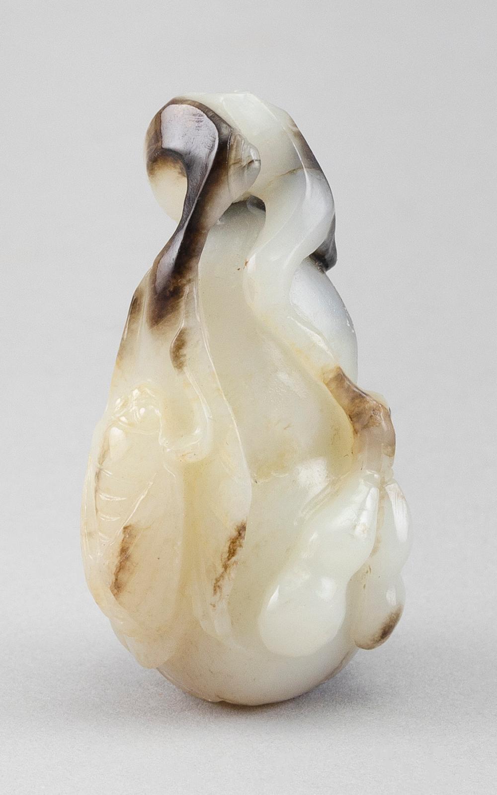 Appraisal: CHINESE WHITE AND BLACK JADE CARVING TH CENTURY LENGTH CHINESE