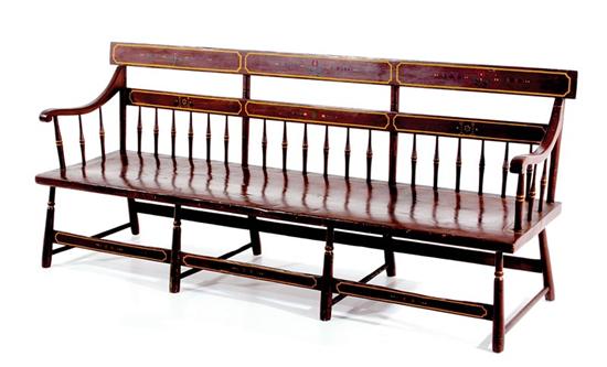 Appraisal: American painted Windsor bench th century slat and spindle back