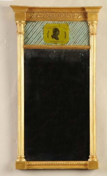 Appraisal: Federal Gilt Mirror Honoring George Washington Description Circa to Eglomise