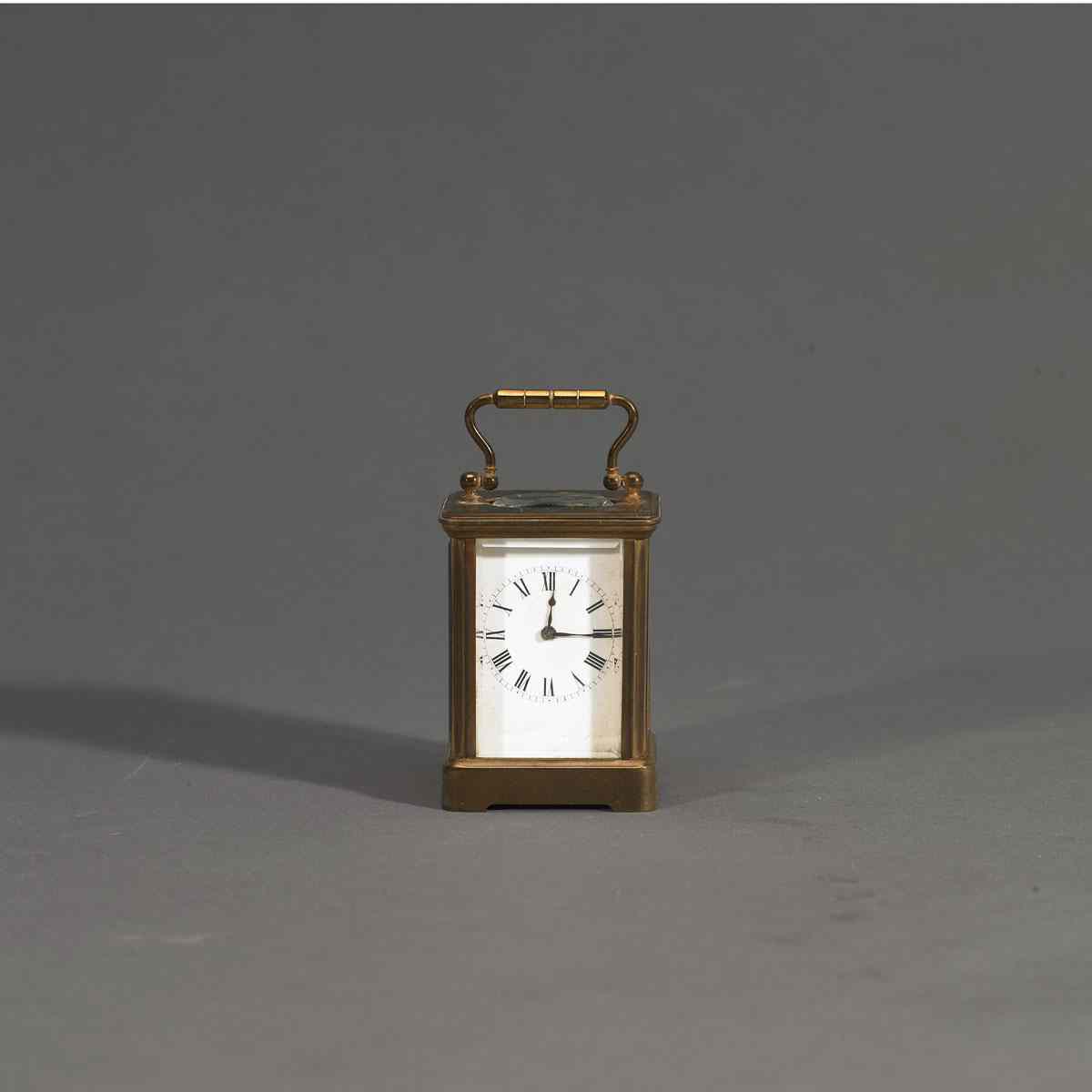 Appraisal: Small French Gilt Brass Carriage Timepiece c of traditional form