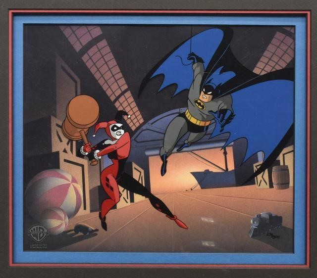 Appraisal: Framed Warner Brothers limited-edition sericel over lithographic background Harley Toys