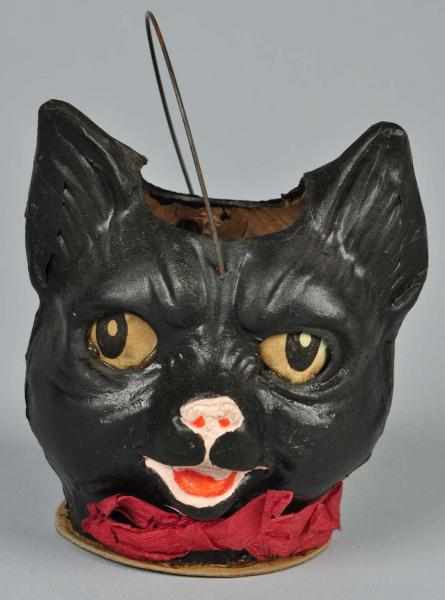 Appraisal: Paper Mache Black Cat Jack-O-Lantern Description Original paper inserts and