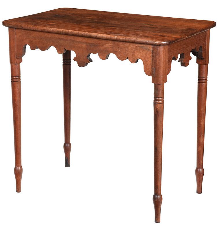 Appraisal: Southern Federal Scalloped Walnut Tea Table attributed to Southwest Virginia