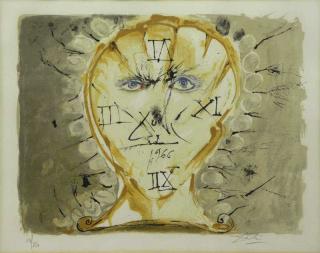 Appraisal: DALI Salvador Lithograph in Colors Self Portrait Sundial Signed lower