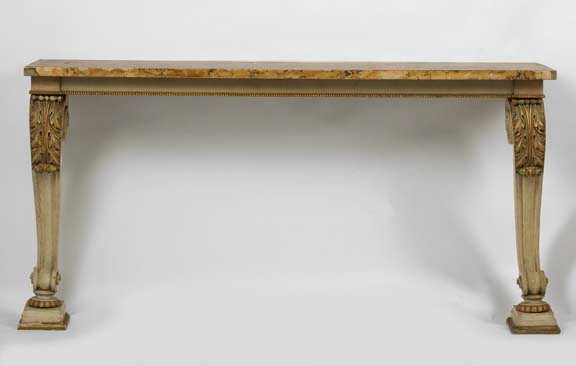 Appraisal: Regency-Style Polychromed and Marble-Top Console Table late th century the