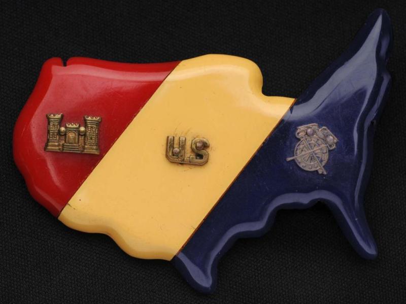 Appraisal: Bakelite Red White Blue United States Pin Description Rare Laminated