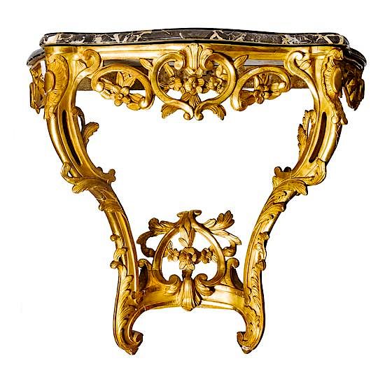 Appraisal: A Louis XV Style Giltwood Console Table Height inches A