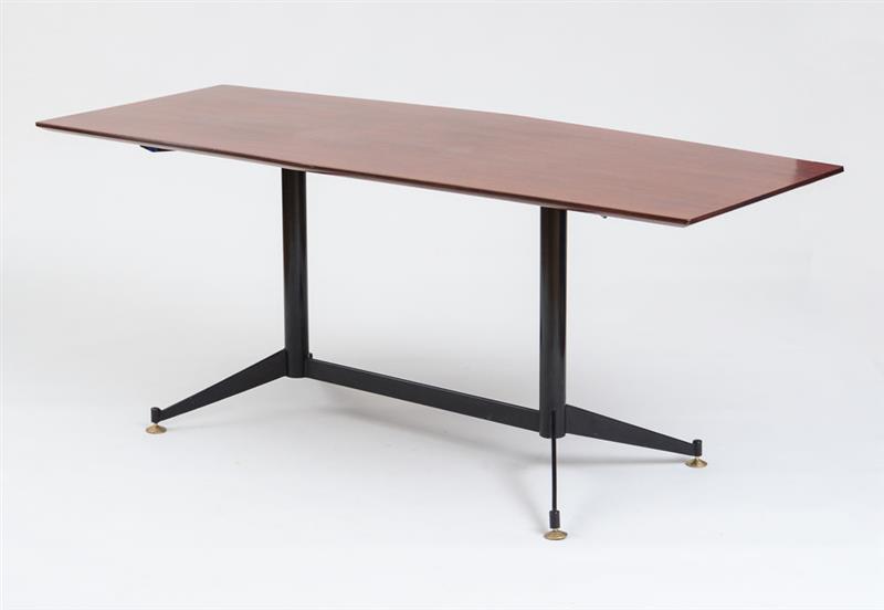 Appraisal: DINING TABLE ITALIAN Rosewood veneer painted metal and brass x