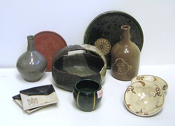 Appraisal: A collection of Japanese studio ceramics Including serving bowls cake