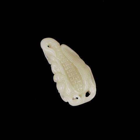 Appraisal: A Celadon White Jade Carving of a Bat and Corn