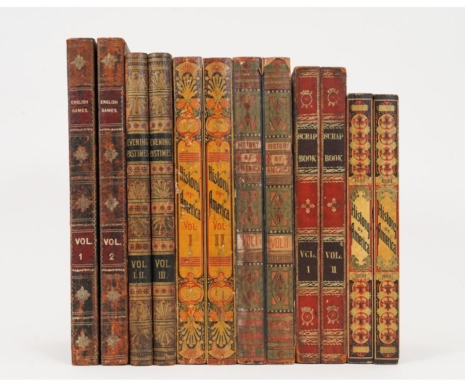 Appraisal: Six vintage papered gamming boards circa Largest approximately h x