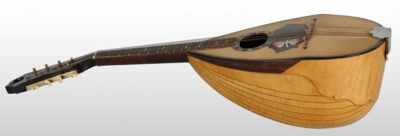 Appraisal: Italian Inlaid Mandolin with Case Description Butterfly inlaid mother-of-pearl near