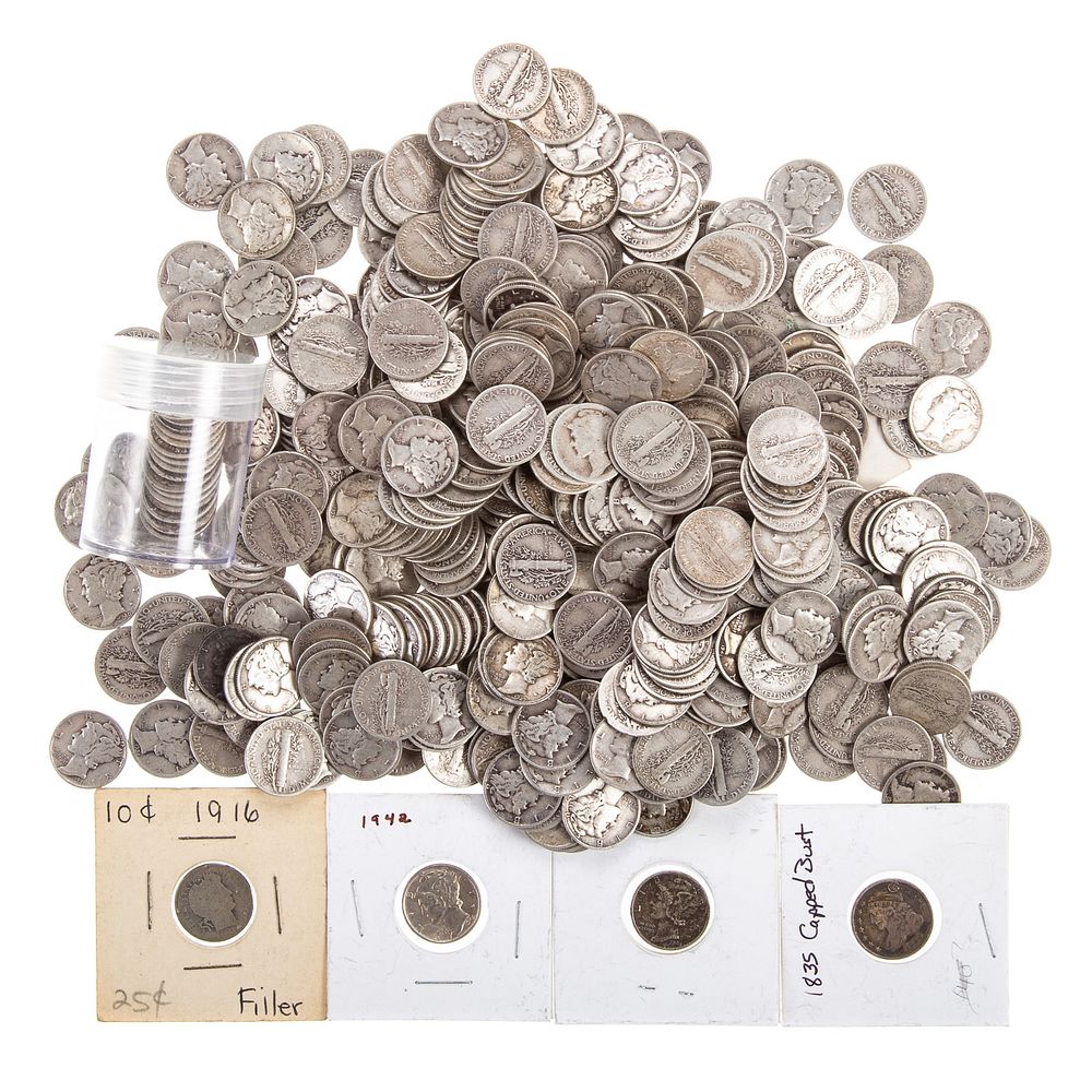 Appraisal: Collection of Mercury Earlier US Dimes Mercury Dimes Barber Dimes