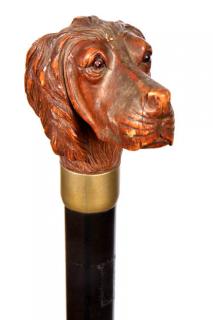 Appraisal: Carved Labrador Cane- Ca - A large carved dog with