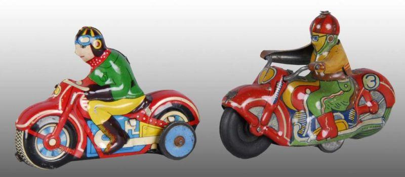 Appraisal: Lot of Tin Japanese Motorcycle Toys Description Friction Includes No