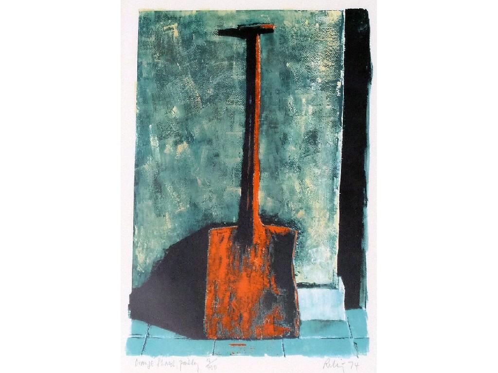 Appraisal: HAROLD RILEY b ARTIST SIGNED COLOUR PRINT'Orange shovel'signed titled and