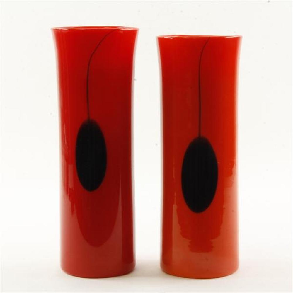 Appraisal: HEIKKI ORVOLA FOR NUUTAJARVI NOTSJO PAIR SCANDINAVIAN ART GLASS TALL