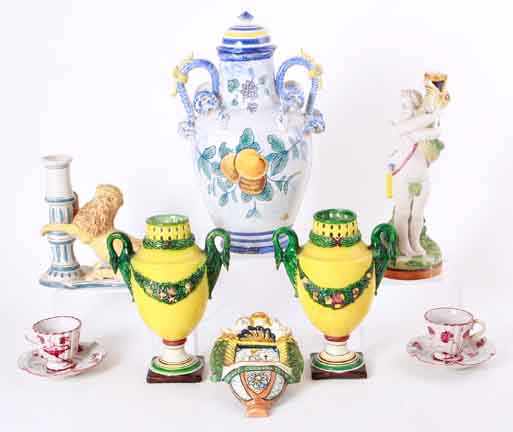 Appraisal: Collection of Italian faience wares decorated with vibrant glazes comprising