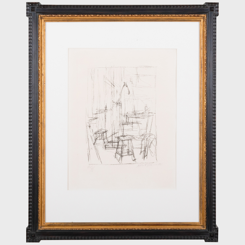 Appraisal: ALBERTO GIACOMETTI - ATELIER Lithograph in black on wove paper