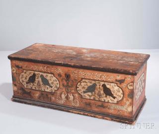 Appraisal: Paint-decorated Dower Chest Maria Elisabed Webern Paint-decorated Dower Chest Maria