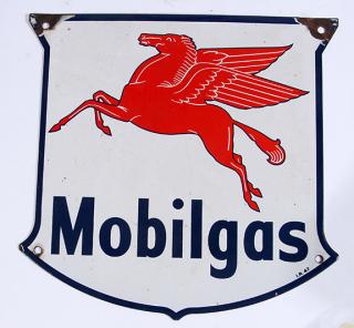 Appraisal: Mobilgas porcelain pump sign nice condition except some missing porcelain