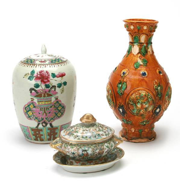 Appraisal: A group of Asian table articles comprising a pair of