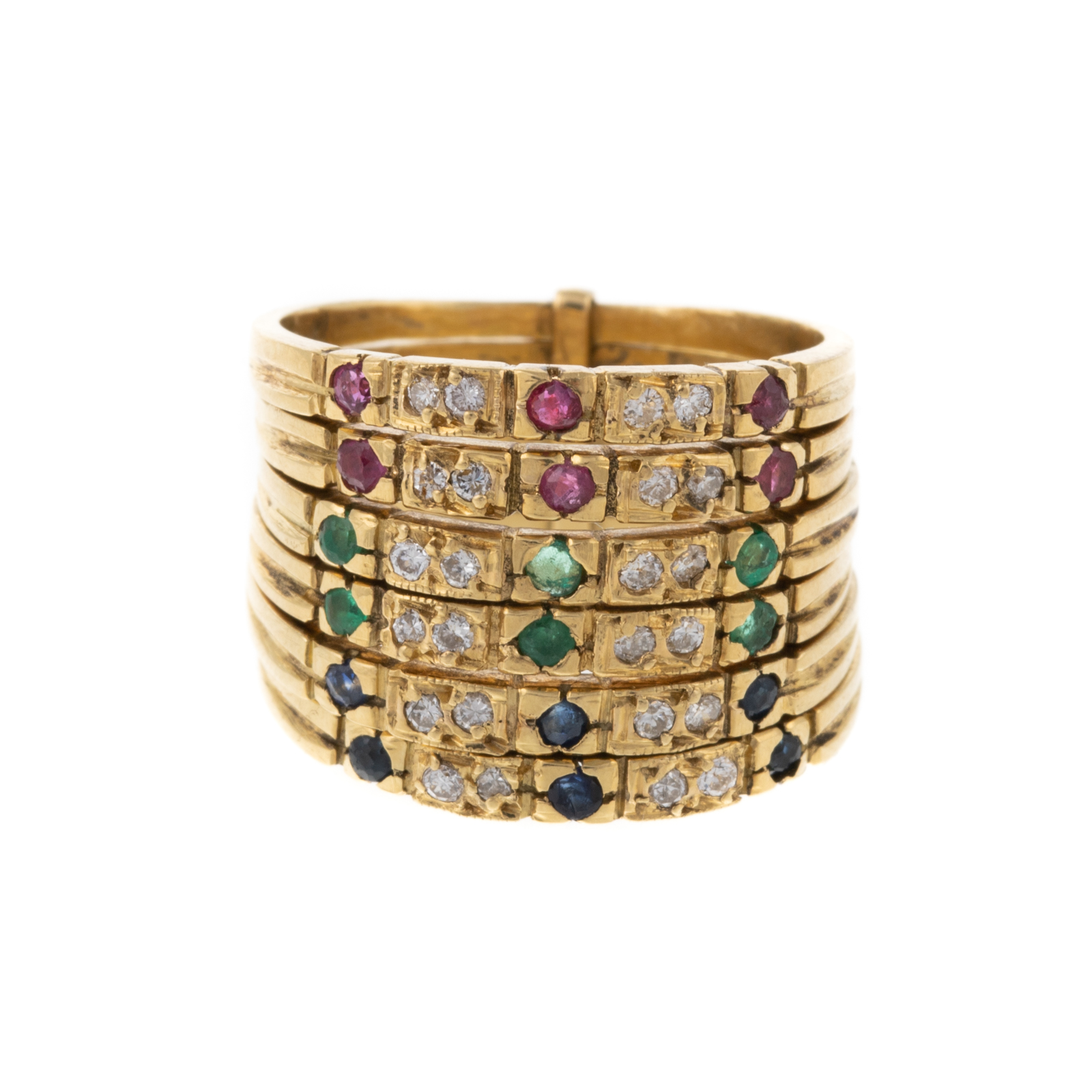 Appraisal: A DIAMOND GEMSTONE HAREM RING IN K K yellow gold