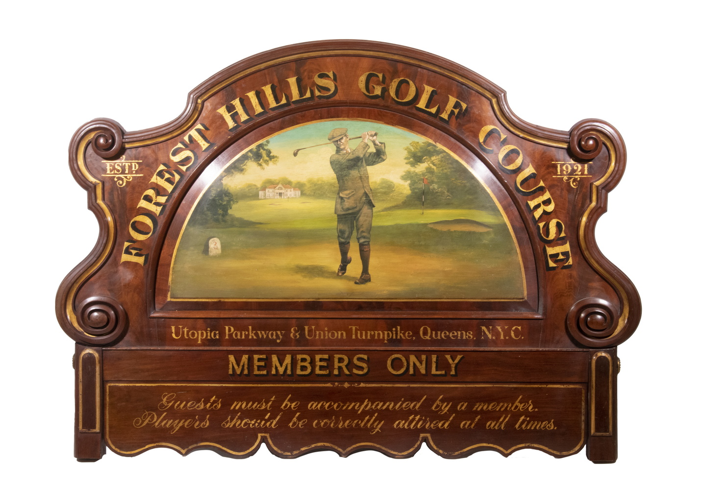 Appraisal: FOREST HILLS GOLF SIGN From a massive and ornate arched