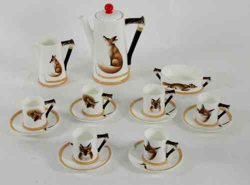 Appraisal: A Royal Doulton coffee service sixteen pieces decorated fox heads