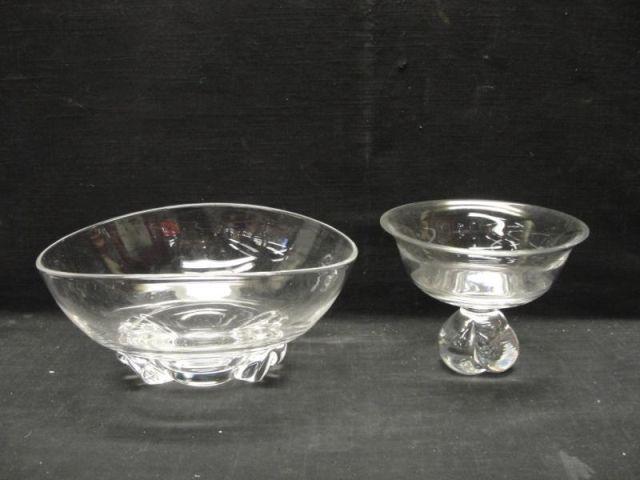 Appraisal: STEUBEN Pieces of Glass large bowl and pedestal bowl Small