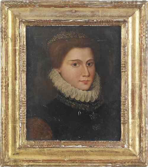 Appraisal: th c oil on canvas bust-length portrait of a woman