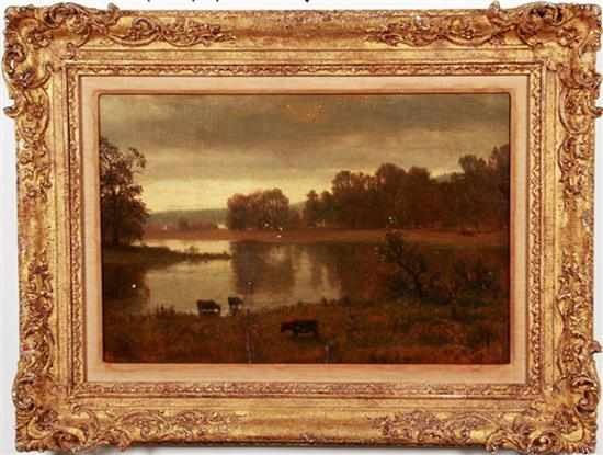 Appraisal: Albert Bierstadt circle of New York - LANDSCAPE WITH CATTLE