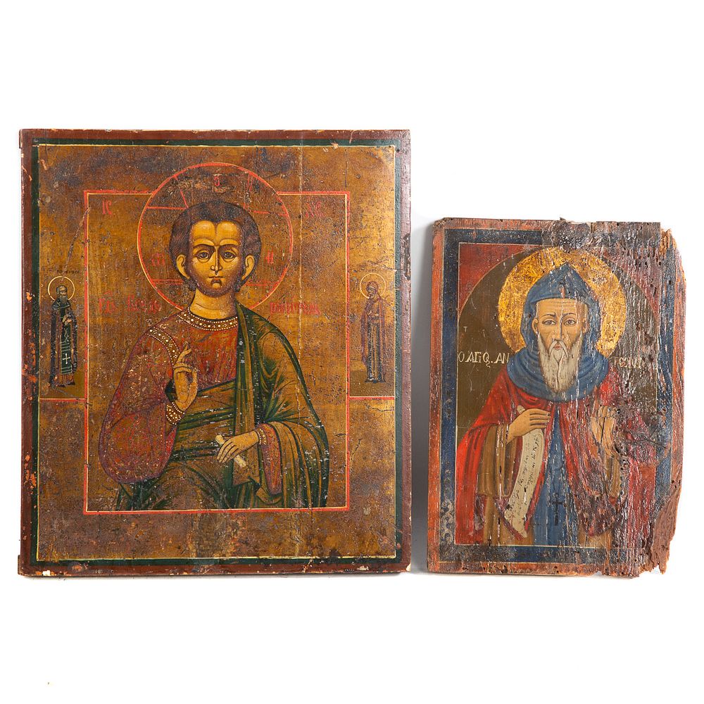 Appraisal: Two th c Icons One Greek and One Russian Russian