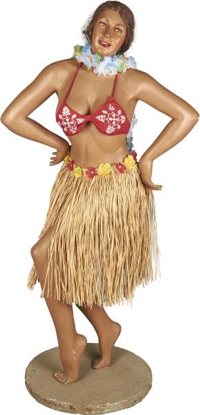 Appraisal: Buxom Tan Hula Dancer Girl In Grass Skirt Contemporary mannequin