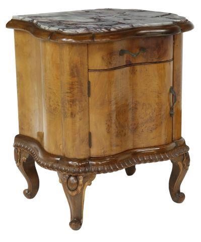 Appraisal: Venetian walnut bedside cabinet th c having an inset marble