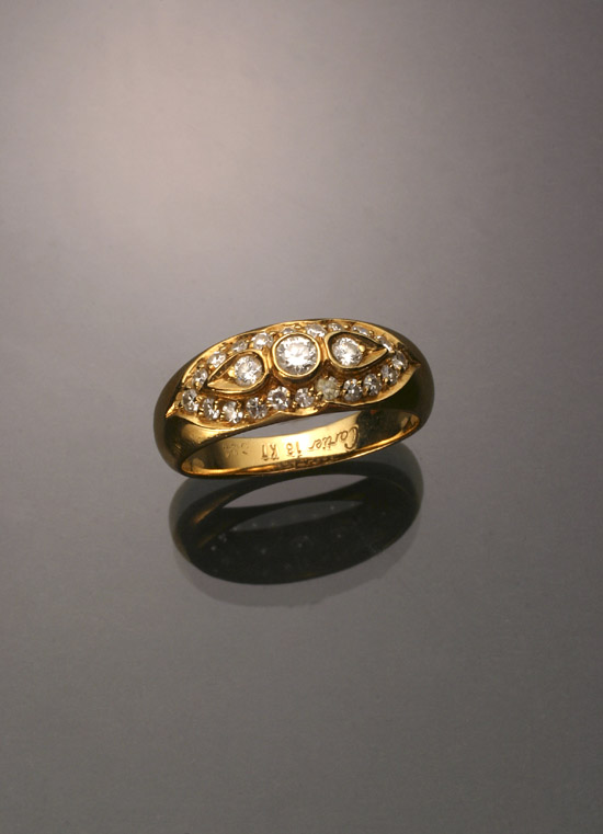 Appraisal: -Karat Yellow-Gold and Diamond Dinner Ring Cartier Set with three