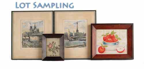 Appraisal: Seven pieces of framed artwork