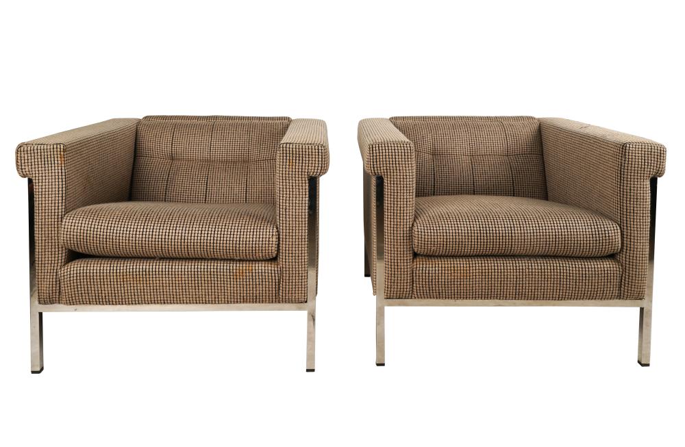 Appraisal: PAIR OF HELIKON CLUB CHAIRSchromed metal and tan and black