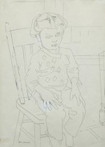 Appraisal: William Sommer American - Seated Boy Ink and watercolor on