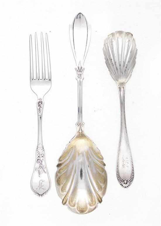 Appraisal: Collection coin silver flatware and serving pieces various patterns and