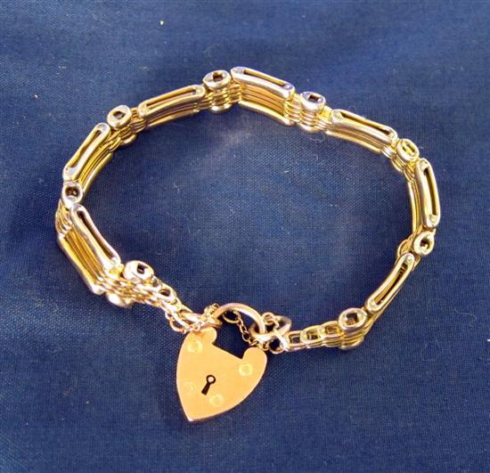 Appraisal: A Antique fancy yellow gate link bracelet with padlock clasp